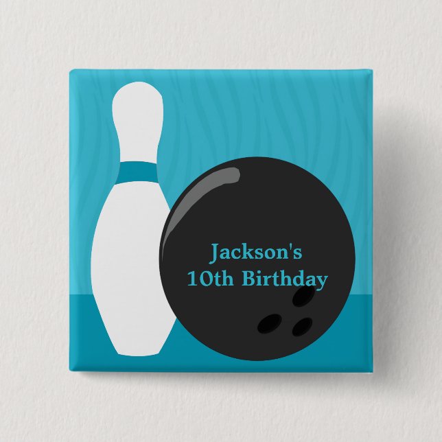 Bowling Boy Birthday Party Button (Front)