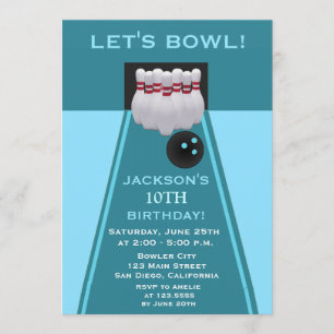 Bowling Boy Birthday Party Invitation