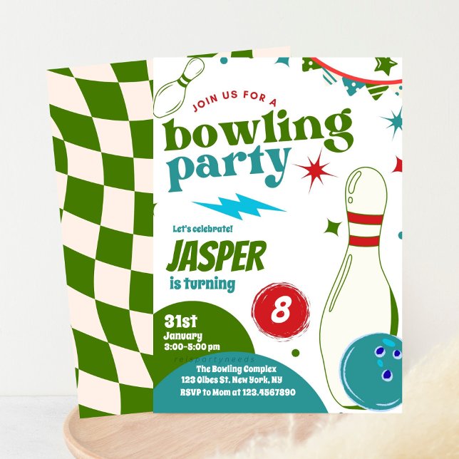 Bowling Boy Birthday Party | Strike Up Some Fun  Invitation (Creator Uploaded)