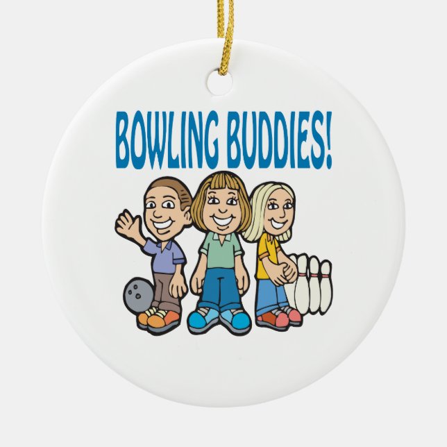 Bowling Buddies Ceramic Tree Decoration (Front)