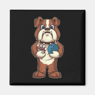 Bowling Bulldog Mascot Dog Lover Bowler Gift Magnet