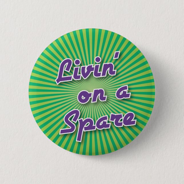 Bowling Button: Livin' on a Spare 6 Cm Round Badge (Front)