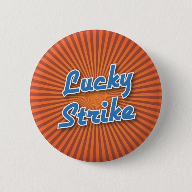 Bowling Button: Lucky Strike 6 Cm Round Badge (Front)