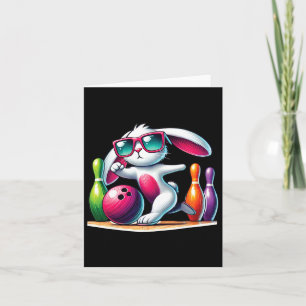 Bowling Byll And Pins Bunny Ear Egg Hunting Easter Card