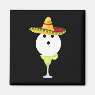 Bowling Byll With Sombrero And Margarita Sport Cin Magnet