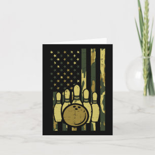 Bowling Camo American Flag Patriotic Bowler Women Card