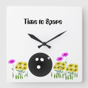 Bowling Cartoon Square Wall Clock