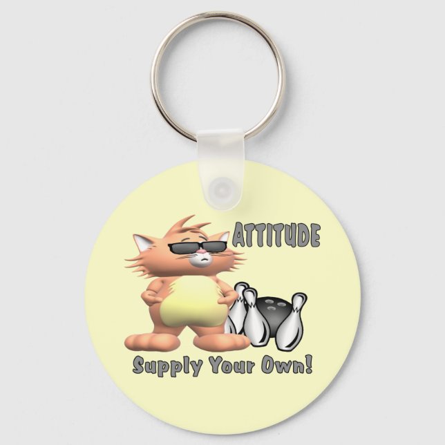 Bowling Cat: Attitude Key Ring (Front)