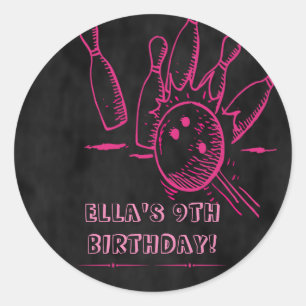 Bowling Chalkboard Birthday Party Stickers