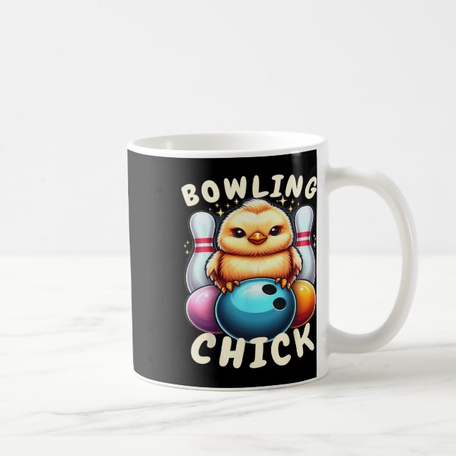 Bowling Chick-en Ten Pin Funny Women's Bowling  Coffee Mug (Right)