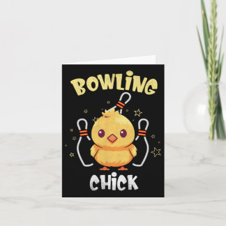 Bowling Chick Funny Chicken Athlete Bowler Men Wom Card
