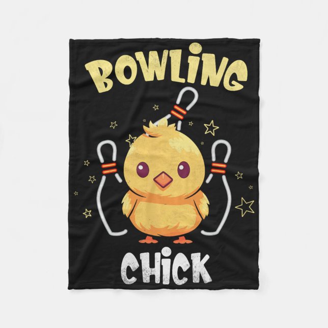 Bowling Chick Funny Chicken Athlete Bowler Men Wom Fleece Blanket (Front)
