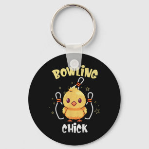 Bowling Chick Funny Chicken Athlete Bowler Men Wom Key Ring