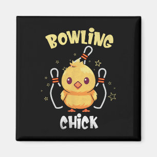 Bowling Chick Funny Chicken Athlete Bowler Men Wom Magnet