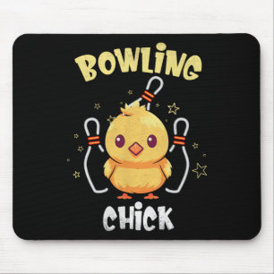 Bowling Chick Funny Chicken Athlete Bowler Men Wom Mouse Mat