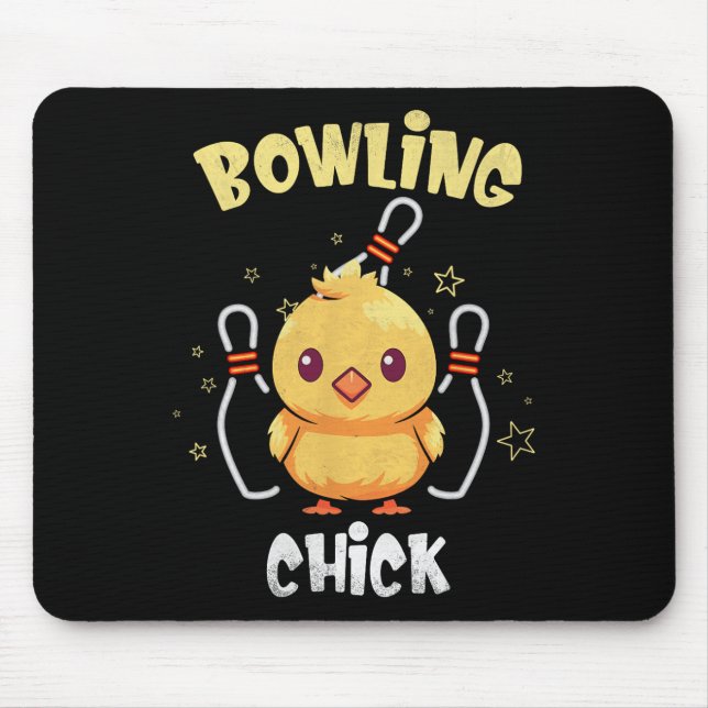 Bowling Chick Funny Chicken Athlete Bowler Men Wom Mouse Mat (Front)