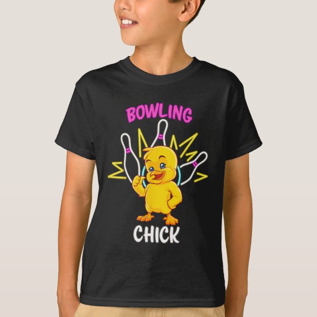 Bowling Chick Funny Chicken Sports Athlete  T-Shirt (Front)