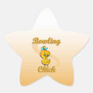 Bowling Chick Star Sticker