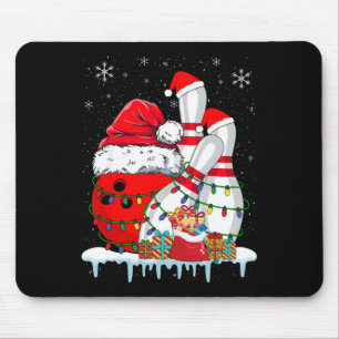 Bowling Christmas Bowling Santa Hat Christmas Ligh Mouse Mat