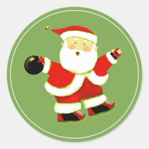 Bowling Christmas Holiday Classic Round Sticker