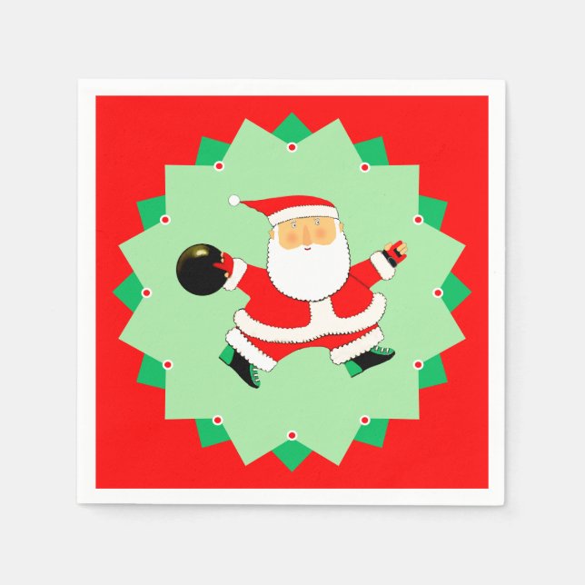 Bowling Christmas Holiday Party Napkin (Front)