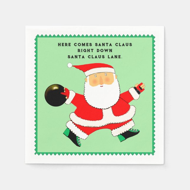 Bowling Christmas Holiday Party Napkin (Front)