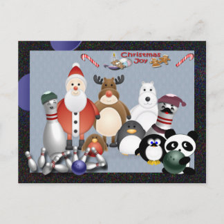 Bowling Christmas Holiday Postcard