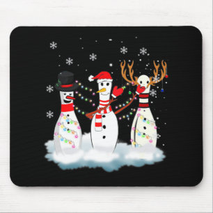 Bowling Christmas Pajama Lights Reindeer Santa Fun Mouse Mat