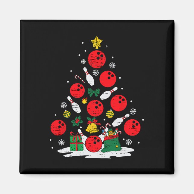 Bowling Christmas Tree Lights Xmas Bowler Sport Me Magnet (Front)