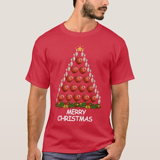 Bowling Christmasree Merry Christmas boy T-Shirt (Front)