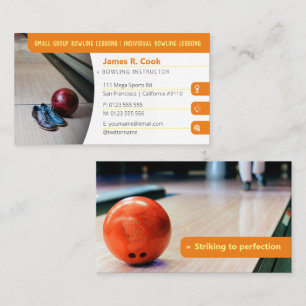 Bowling Coach   Photo Sport Orange Business Card