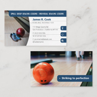 Bowling Coach | Photo Sport Orange Business Card