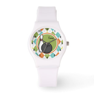 Bowling; Colourful Argyle Pattern Watch