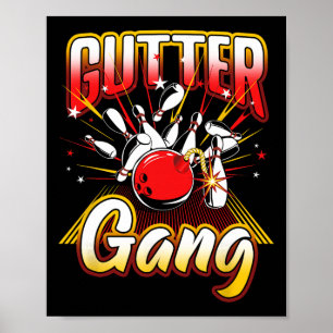 Bowling Cool Gutter Gang Bowlers 10 Pin Poster