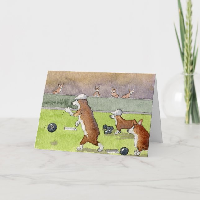 Bowling Corgis Retirement Card (Front)