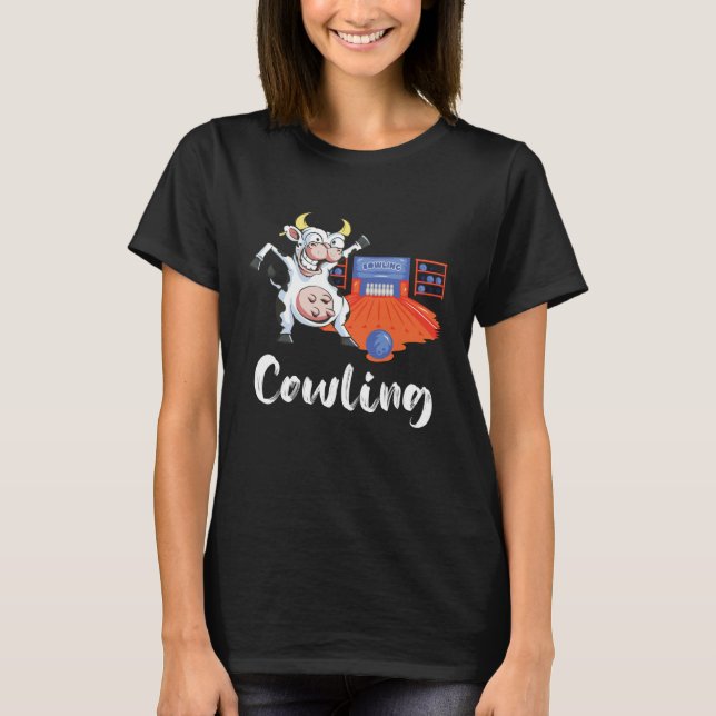 Bowling Cow Bowler Strike Bowling Pin Bowling Ball T-Shirt (Front)