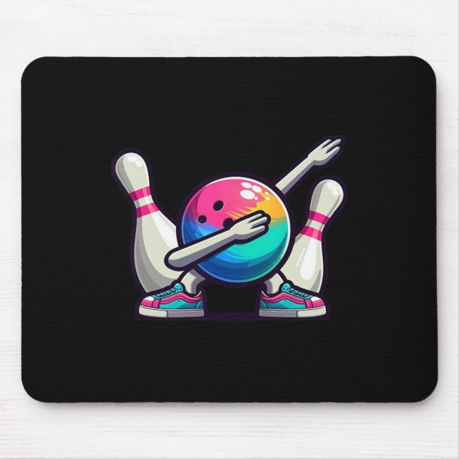Bowling Dab Bowler Bowling Ll Player Pin Kids Boys Mouse Mat (Front)