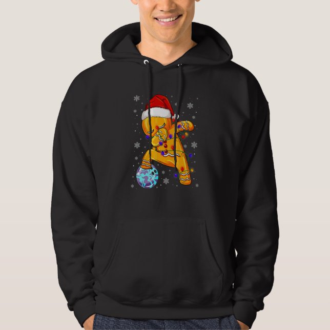 Bowling Dabbing Gingerbread Bowling Player Christm Hoodie (Front)