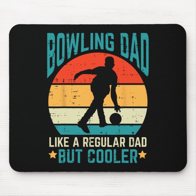 Bowling Dad Cooler Retro Fathers Day Bowler Daddy  Mouse Mat (Front)
