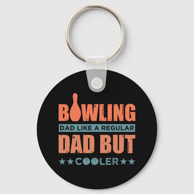 Bowling Dad cooler word art sports Key Ring (Front)