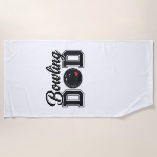 Bowling Dad Vintage Engraving Shirt Design_1 Beach Towel