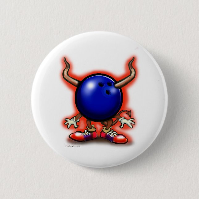 Bowling Demon 6 Cm Round Badge (Front)