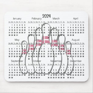 Bowling Design 2024 Calendar Mouse Pad