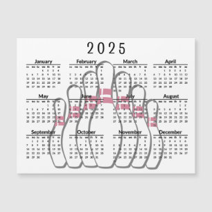 Bowling Design 2025 Calendar Magnetic Card