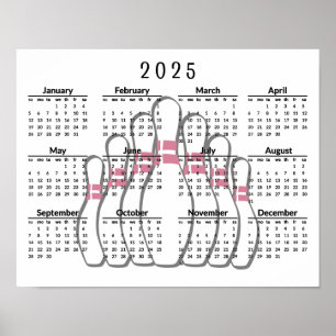 Bowling Design 2025 Calendar Poster 