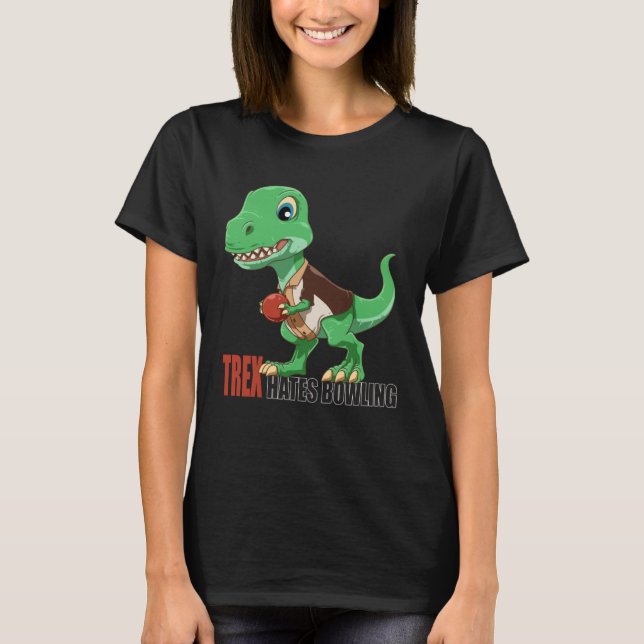 Bowling Dino Strikes Again  Cute Bowling Rex T-Shirt (Front)