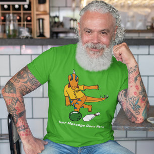 Bowling Dinosaur Cartoon Personalised Bowlers T-Shirt