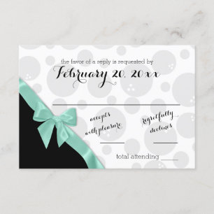 Bowling Dots and Mint Green Bow Response Card