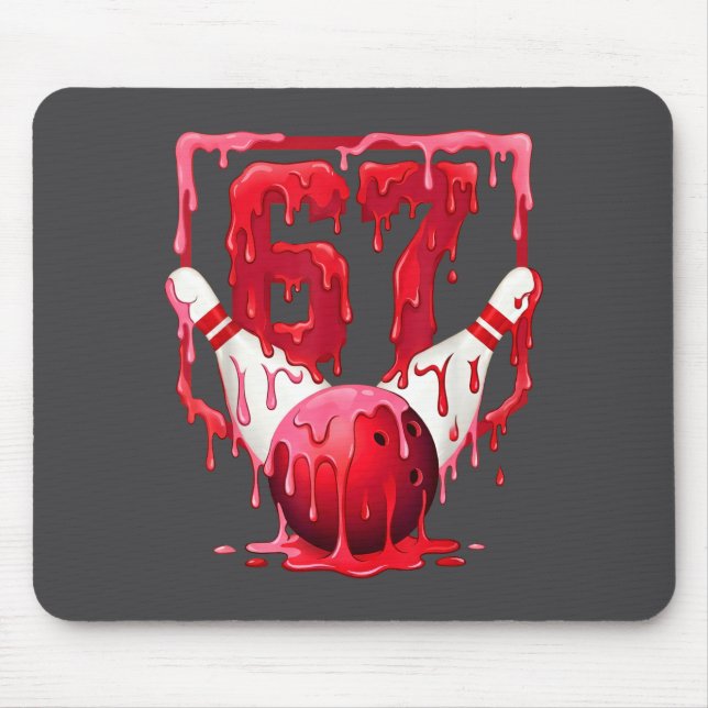 Bowling Drip Number 67 Player Or 67th Birthday Des Mouse Mat (Front)