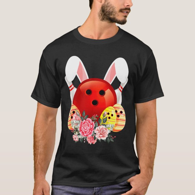 Bowling Easter Bunny Egg 2020 Rabbit Flowers Pasch T-Shirt (Front)